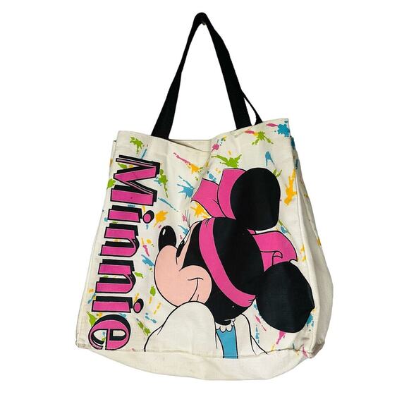 Vintage 80s 90s Disney Minnie Mouse Graphic Canvas Tote Bag - Picture 2 of 10